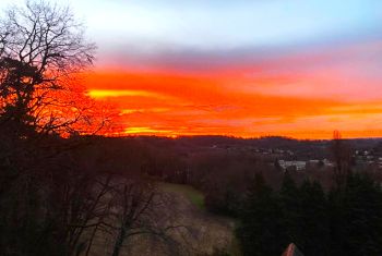Coucher de soleil sur Sarlal depuis la terrasse 
